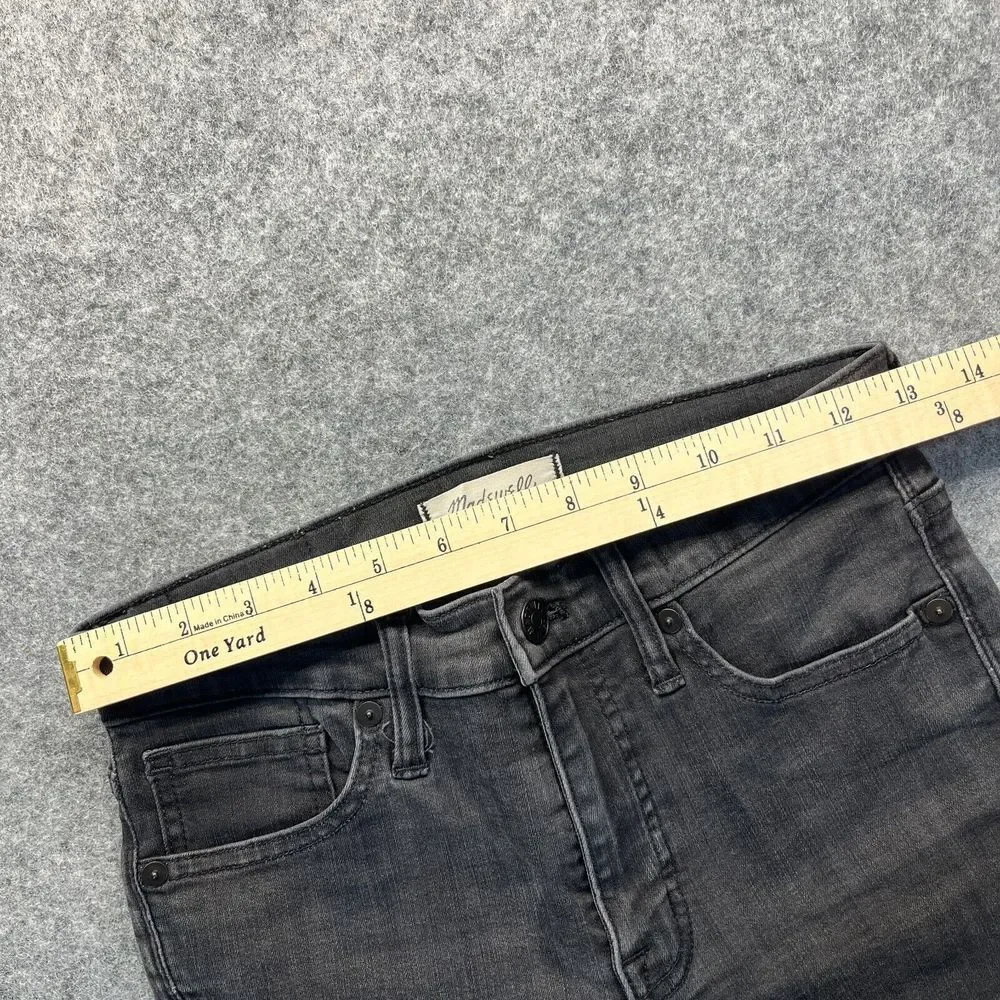 Madewell Jeans Women's 26‎ 9 Inch HIgh Rise Black Distressed Raw Hem Denim